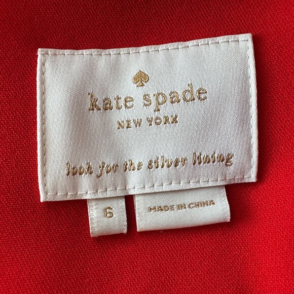 Kate Spade New York Womens 6 Dress Tie Long Sleeve V-Neck Red Party Cocktail - Picture 7 of 8